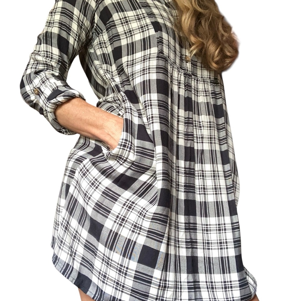 Abercrombie & Fitch Plaid Babydoll Mini Dress with Pockets